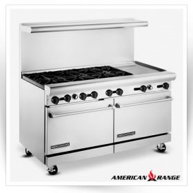 اجاق گاز 6 شعله با 2 فر با گریل 60سانتی سمت راست آمریکن رنج مدل AR-6B-24G                                                                                          مدل : TB-AR-6B-24G