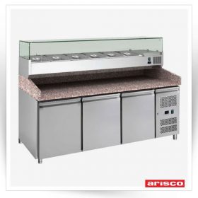 تاپینگ پیتزا سه درب با 6 لگن 1/6 یخچال دار مدل PZ3610TN                                                                                          مدل : TB-Arisco-PZ3610TN