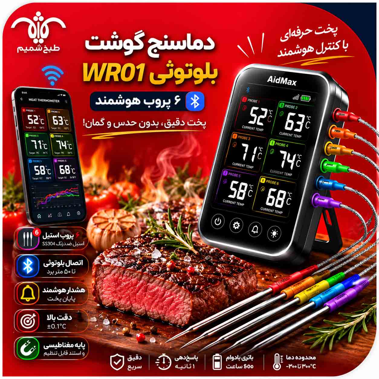 دماسنج-گوشت-بلوتوثی دماسنج گوشت بلوتوثی